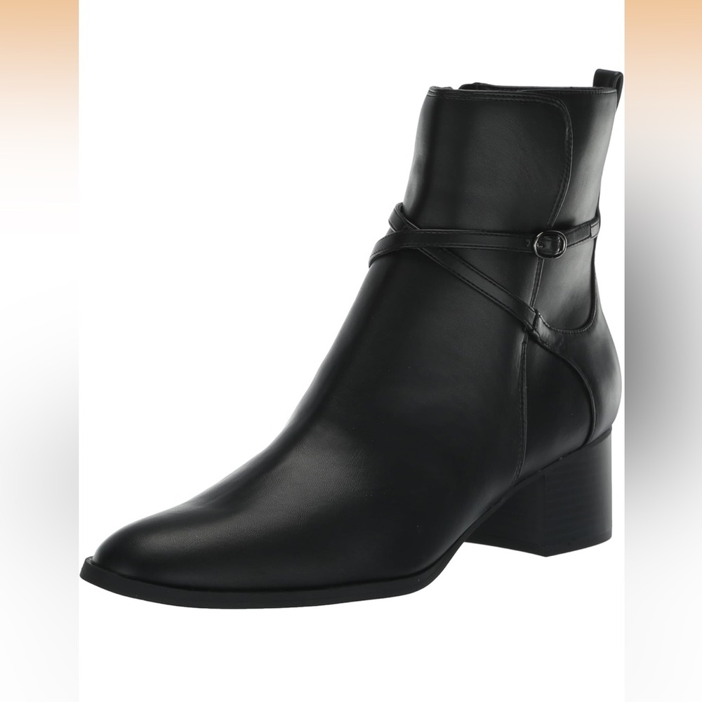 Anne Klein Maurice black ankle low heel boots nib 8.5m